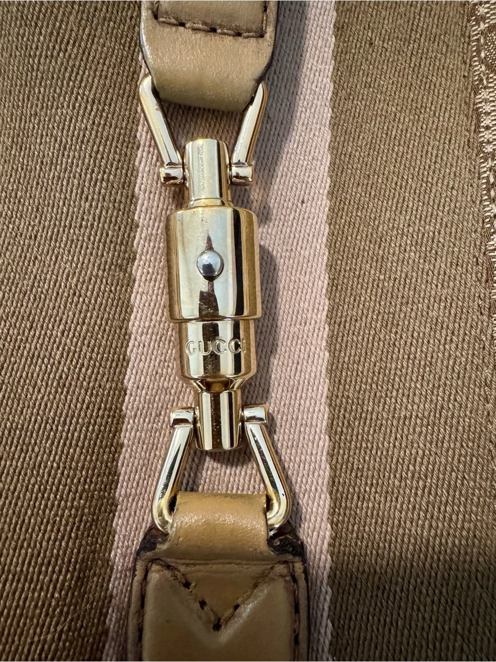 Gucci Jackie Vintage Tan and Beige GG Canvas Hobo Bag